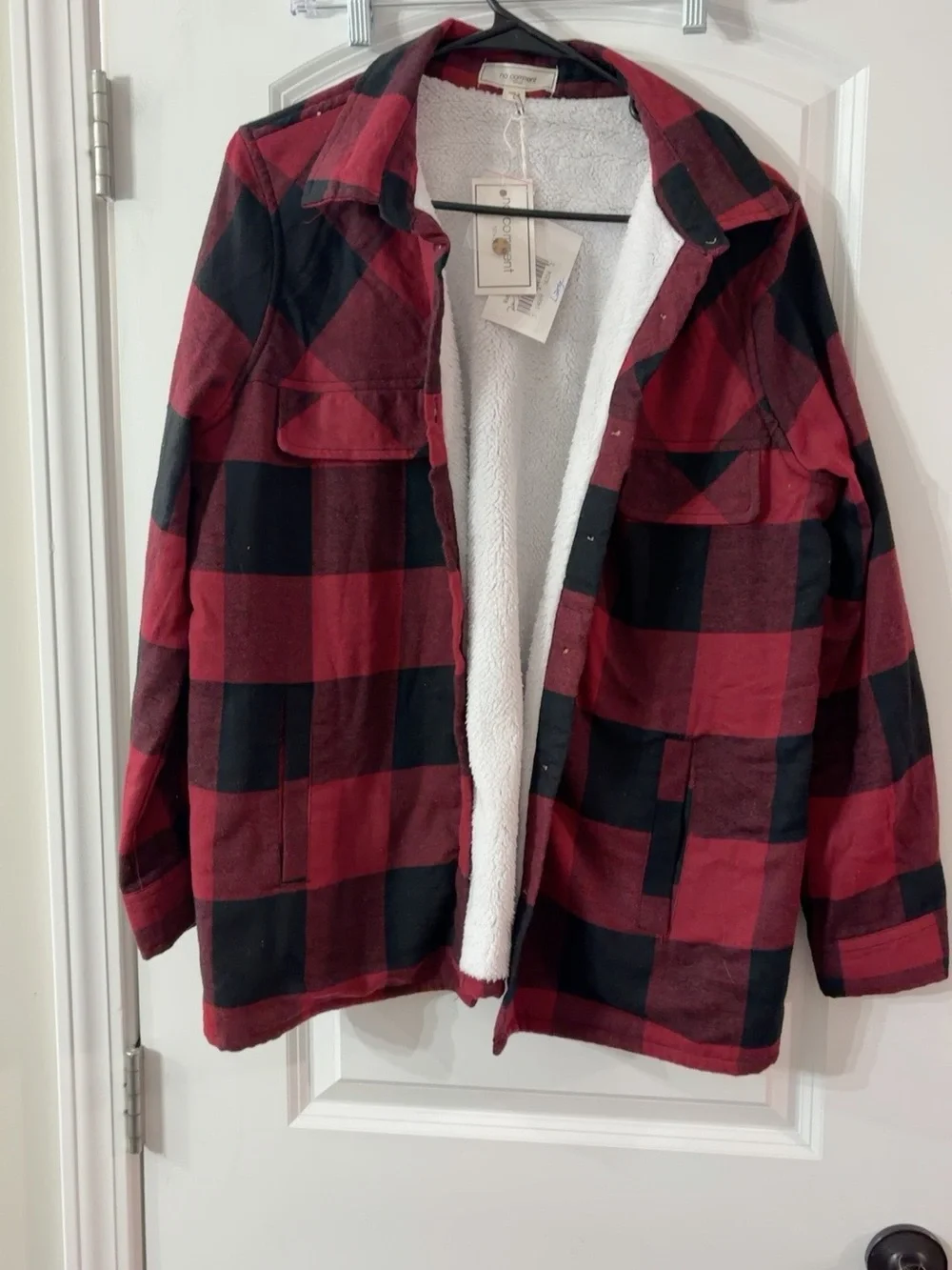 Women’s Red & Black Buffalo Plaid Sherpa-Lined Jacket